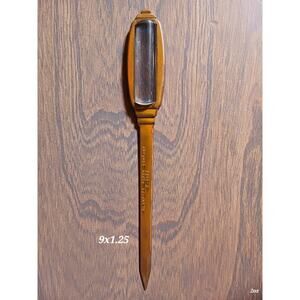 Vtg Clampitt Paper Company F-9322 Gold Tone Letter Opener with Magnifier